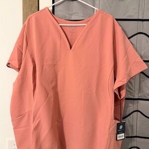 Jaanuu Short Sleeve V-Neck Top in Coral + pants (whole set!)